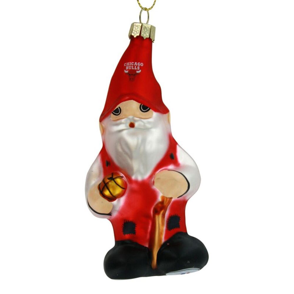 Chicago Bulls Blown Glass Gnome Ornament